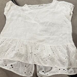 Terzo Millennio White Lace Trim Women's Top